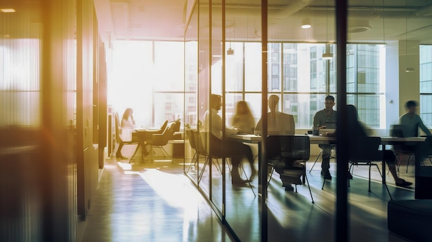 Personas sentadas en una mesa en una sala de reuniones