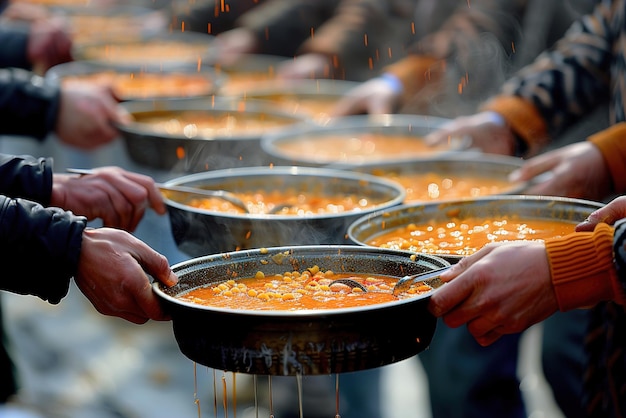 Las personas sirven comidas en un refugio para sin techo ofreciendo alimento y compasión a los necesitados.