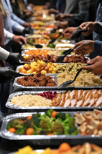 Las personas sirven comidas en un refugio para sin techo ofreciendo alimento y compasión a los necesitados.