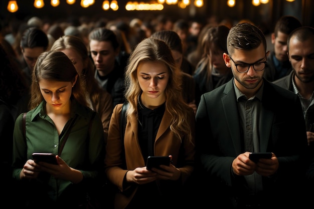 Foto personas con teléfonos inteligentes concepto de vida en línea