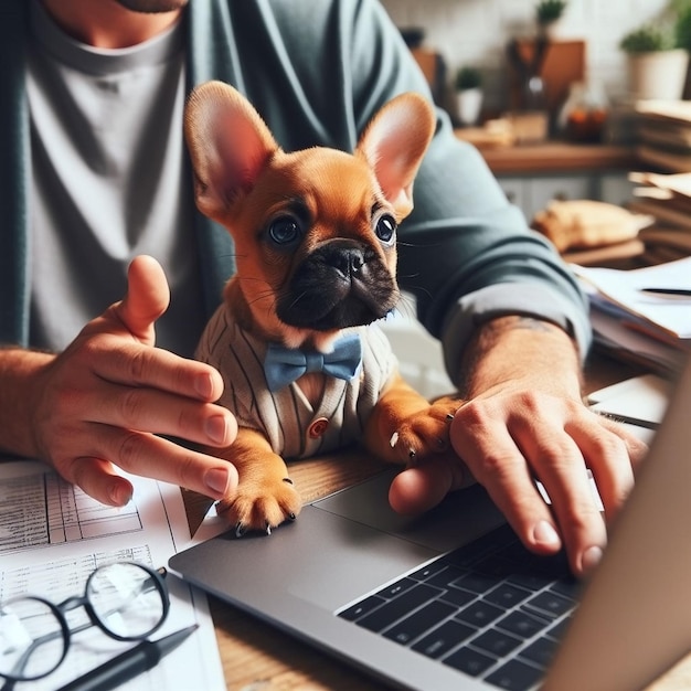 personas en el trabajo en la oficina con mascotas