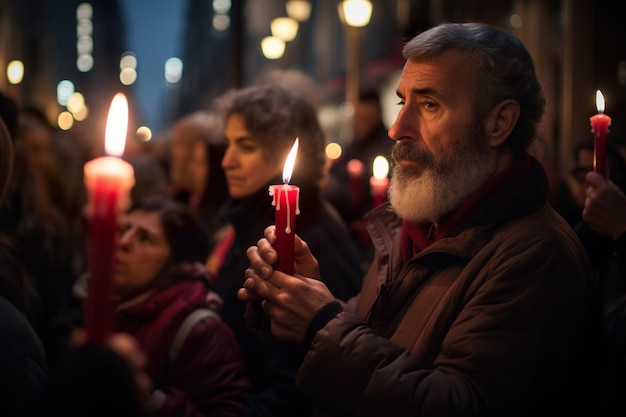 Foto personas con velas en las manos día de candlemas