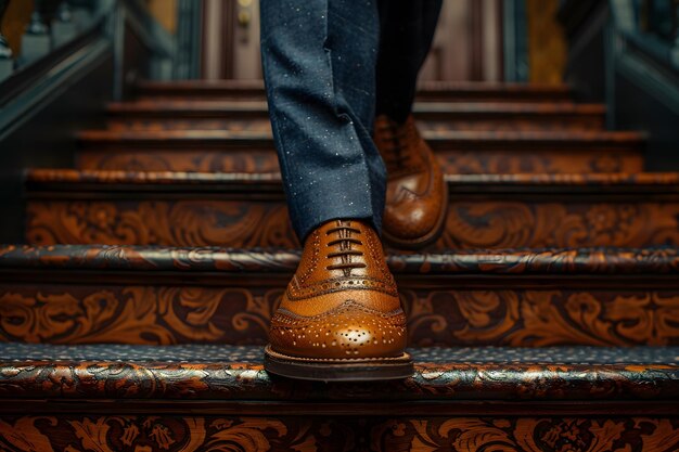 Personas zapatos en las escaleras CloseUp IA generativa