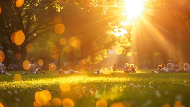 Foto personen spazieren im park bei sonnenuntergang conceito passeio ao pôr-do-sol passeio no parque hora de ouro relaxamento na natureza