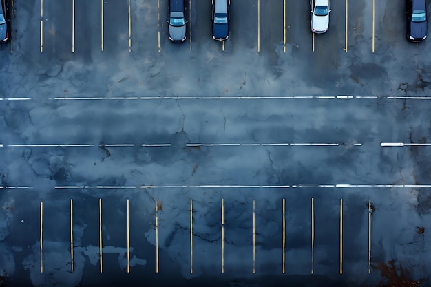 Perspectiva aérea de estacionamientos vacantes AI