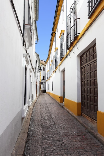 Perspectiva de la antigua calle angosta en Córdoba, España