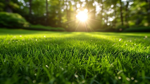 Perspectiva cercana de la vegetación y la IA generativa de rocío