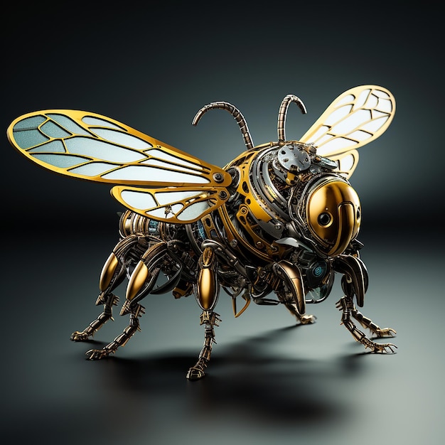 Perspectiva de abelha dourada em 3D