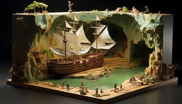 Foto perspectiva del diorama del tesoro