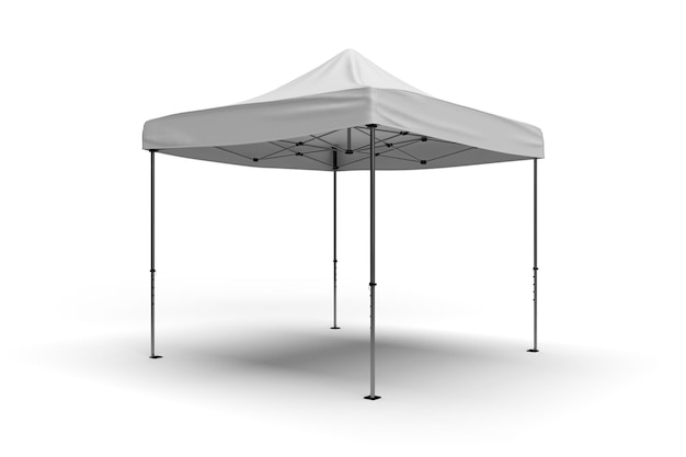 Perspectiva frontal de uma barraca Gazebo para publicidade isolada em um fundo branco