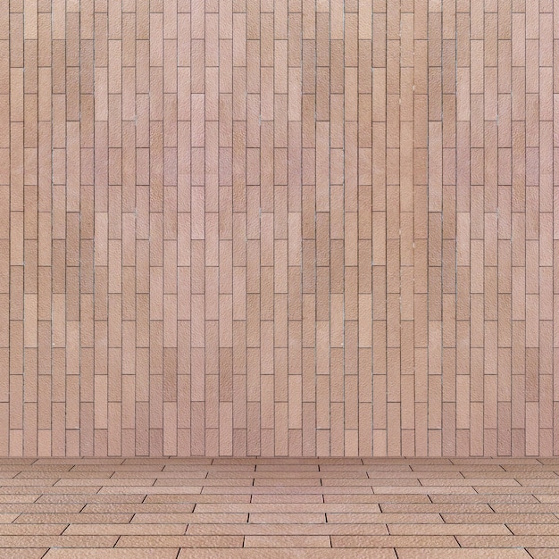 Perspectiva interior vazia com parede de azulejos de tijolos
