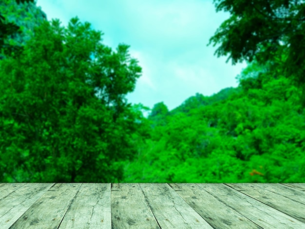 Perspectiva de la mesa de madera. fondo de la naturaleza