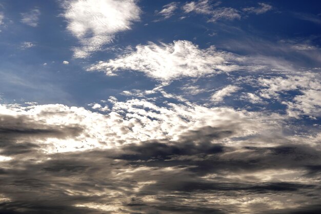 La perspectiva de las nubes nimbus en los fondos del cielo azul