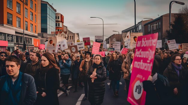 Foto perspectivas divididas la exhibición apasionada de diversas creencias sobre el aborto