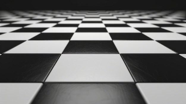Perspektive auf schwarz-weißen Schachflächenboden