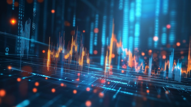 Perspektive des Börsenwachstums Unternehmensinvestitionen und Datenkonzept mit digitalen Finanzen