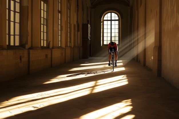 Perspektiven auf das Radfahren Radfahrer spielen im Schatten im Sonnenlicht