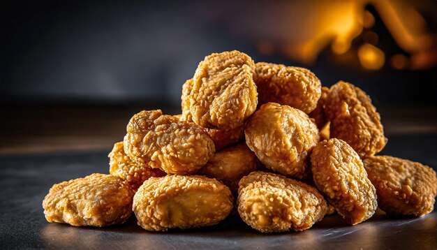 perto de um monte de nuggets nuggets de frango