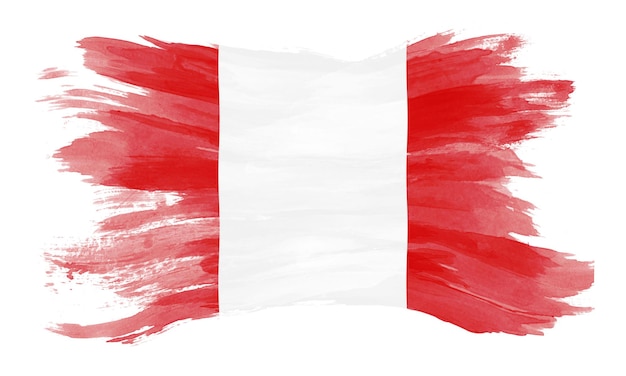 Peru Flagge Pinselstrich, Nationalflagge auf weißem Hintergrund