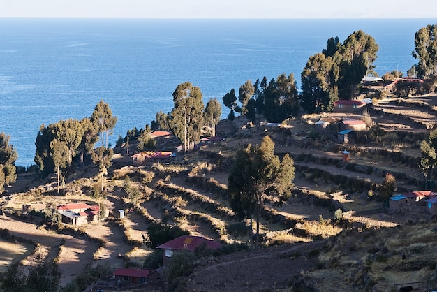 Foto perú lago titicaca isla taquile