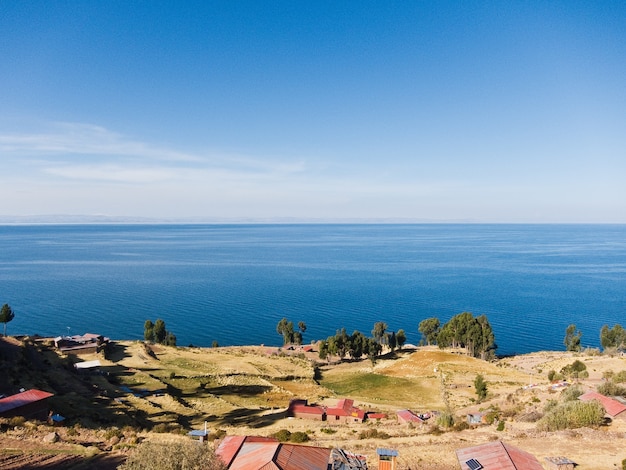 Foto perú lago titicaca isla taquile