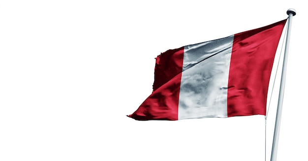 Peru schwenkt 3D-Renderflagge auf weißem Hintergrund. - Bild