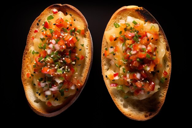 Peruanische und mexikanische Toastfisch-Ceviche von oben