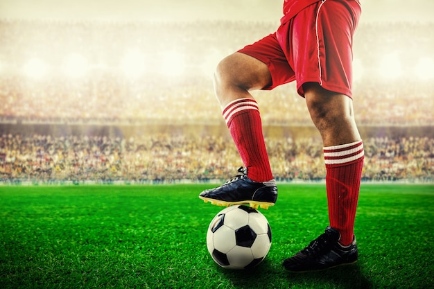 pé estádio futebol esporte objetivo pontapé futebol bola concorrência jogo.  generativo ai. 25720443 Foto de stock no Vecteezy