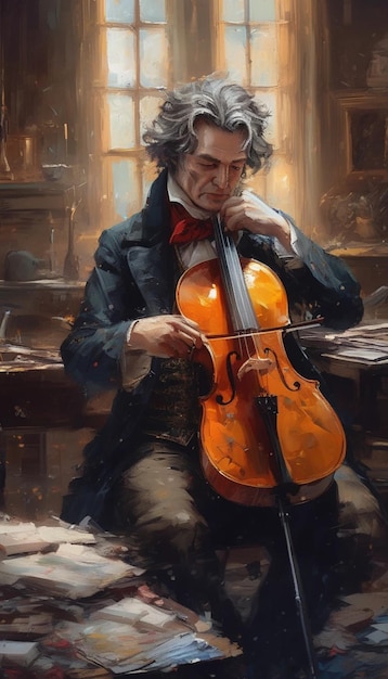 Pesado impasto pintura a óleo anime tiro completo Ludwig van Beethoven
