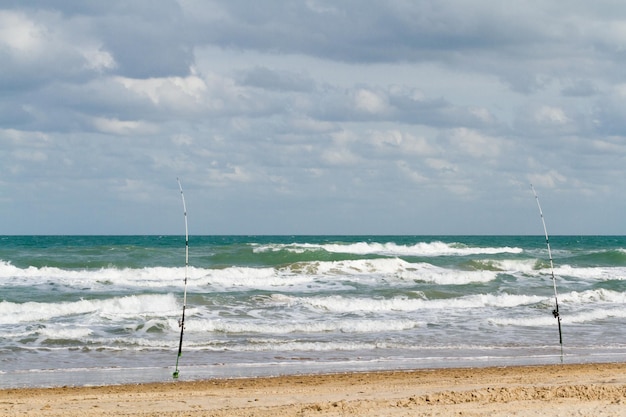 Pesca en la playa de South Padre Island, TX.