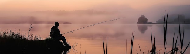 Pesca serena de manhã Encontrando a solidão na borda dos lagos
