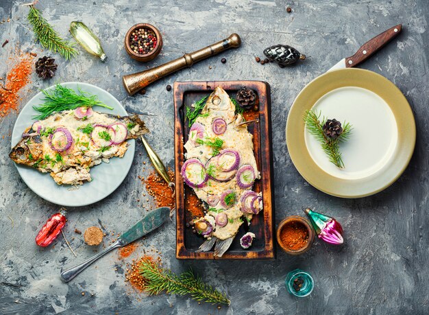 Pescado al horno para navidad