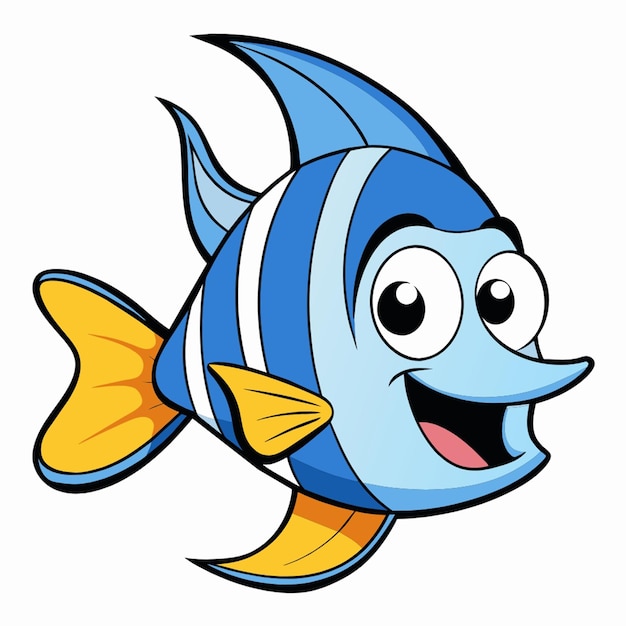 Foto pescado cirujano bonito divertido dibujos animados kawaii clipart colorida acuarela animal marino pegatina ilustración