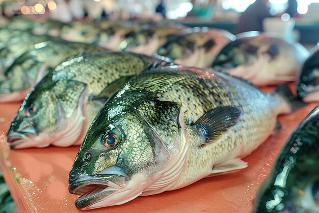 Foto pescado crudo de ángulo alto en la mesa