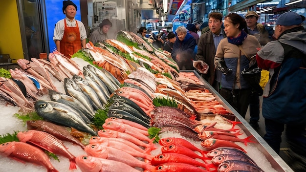 Pescado crudo en el mercado