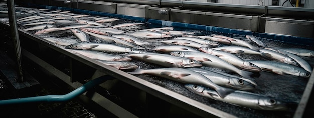 Pescado en una fábrica de alimentos Ai generativo