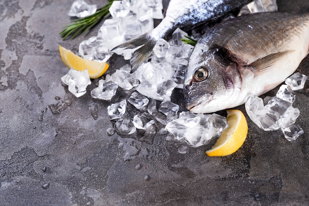 Pescado fresco en hielo