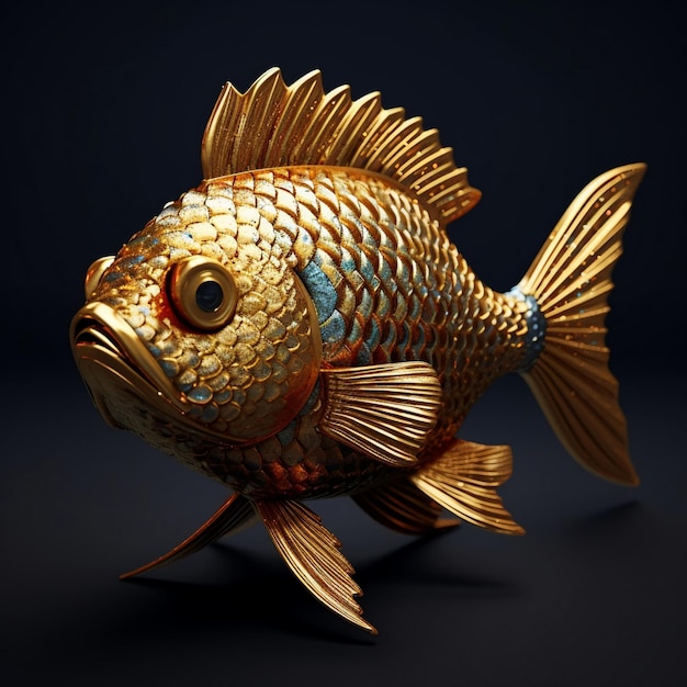 Foto pescado hecho de oro