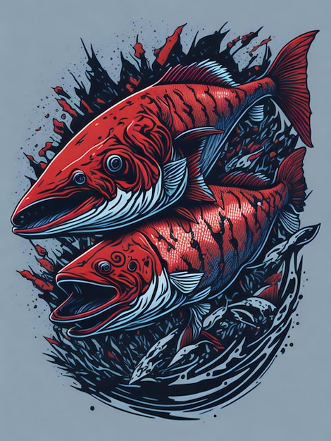 pescado salmón rojo con salpicaduras