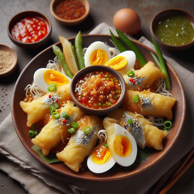 Foto el pescado tempoyak es una comida indonesia.