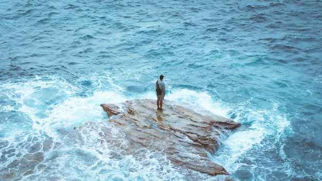 Foto pescador pacífico na praia ladscape sydney austrália