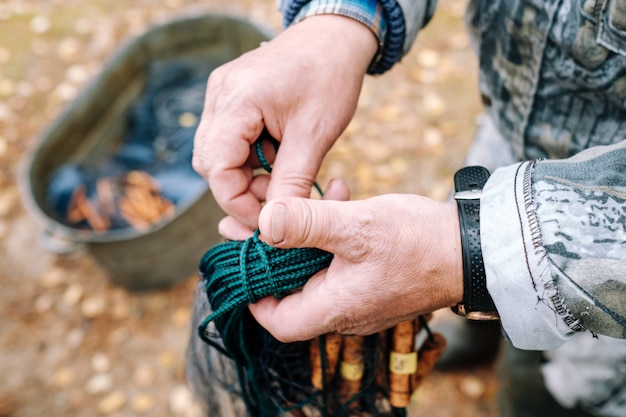 Pescador, segurando, fishnet