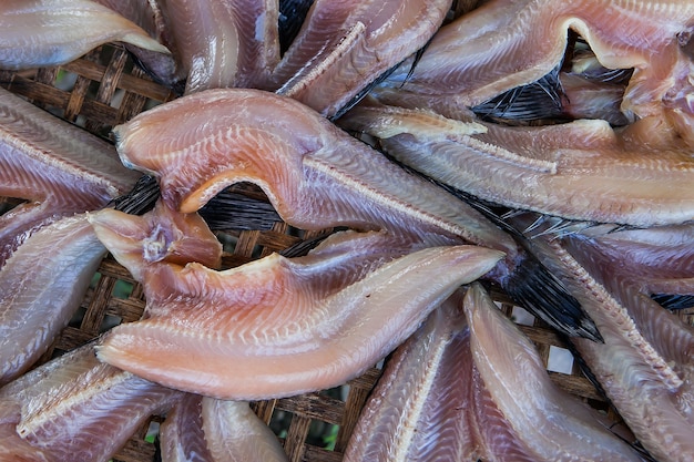 Pescados secados mariscos famosos Tailandia para preservatio de la comida