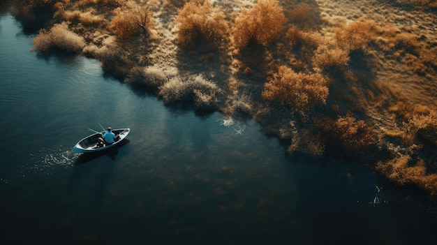Pescando en la orilla del río Imagen generada por IA