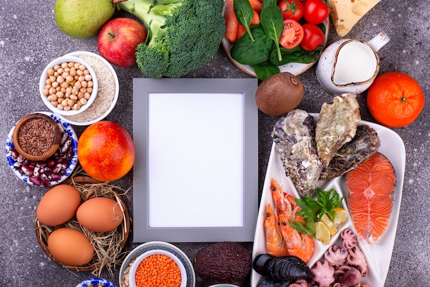 Pescetarian Diät mit Meeresfrüchten, Obst und Gemüse