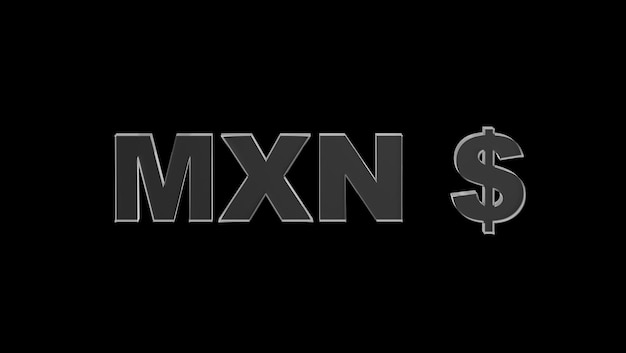 Peso mexicano ou símbolo de moeda MXN do México feito com vidro ilustração 3d renderização em 3d