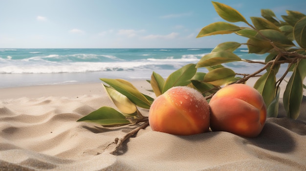 Pêssego na praia, uma doce fuga IA generativa