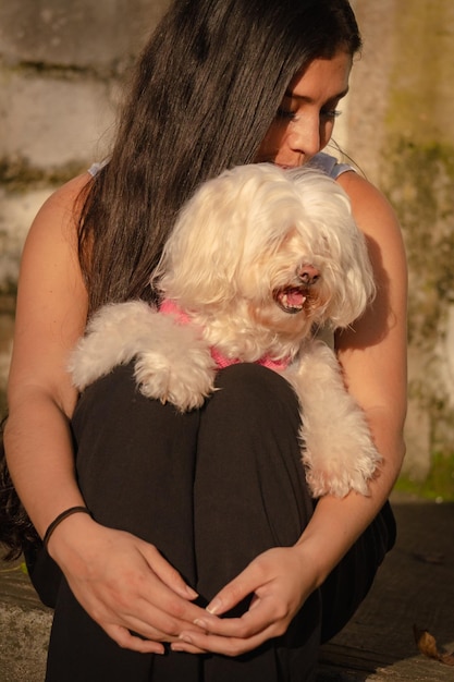 Foto pessoa com cachorro