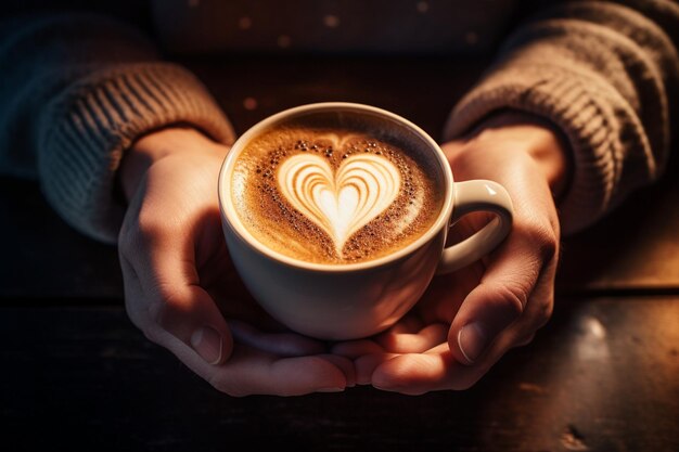 Foto pessoa com mãos de café