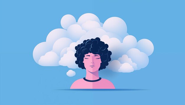 pessoa com nuvens de bolha na cabeça ilustração